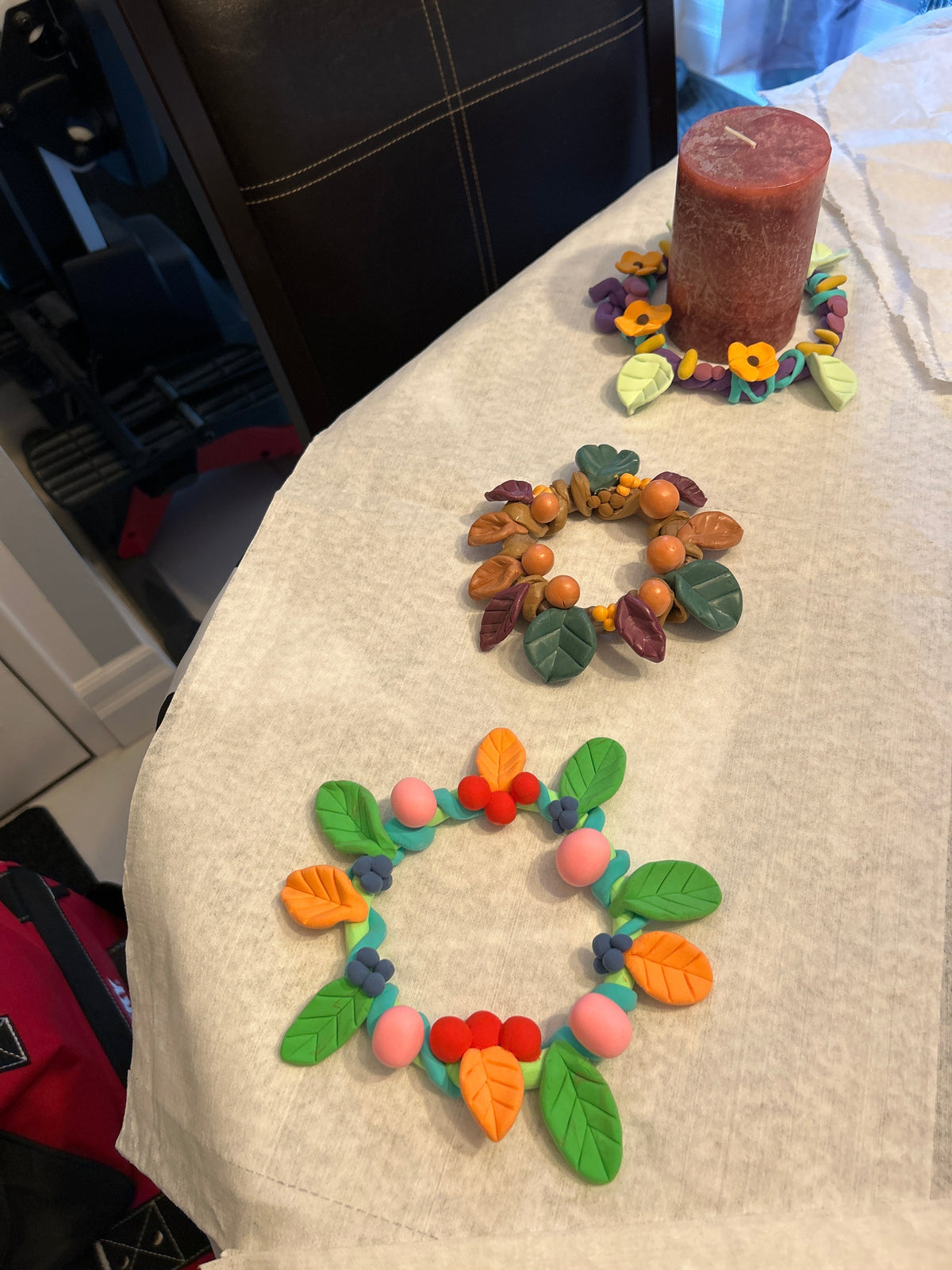 Autumn Harvest Clay Wreath | Handmade Polymer Clay Candle Ring