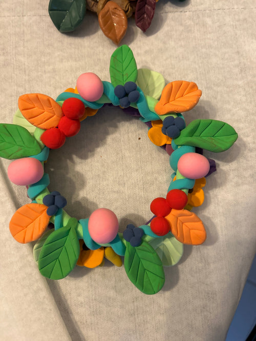 Berry & Bloom Clay Wreath | Handmade Polymer Clay Candle Ring