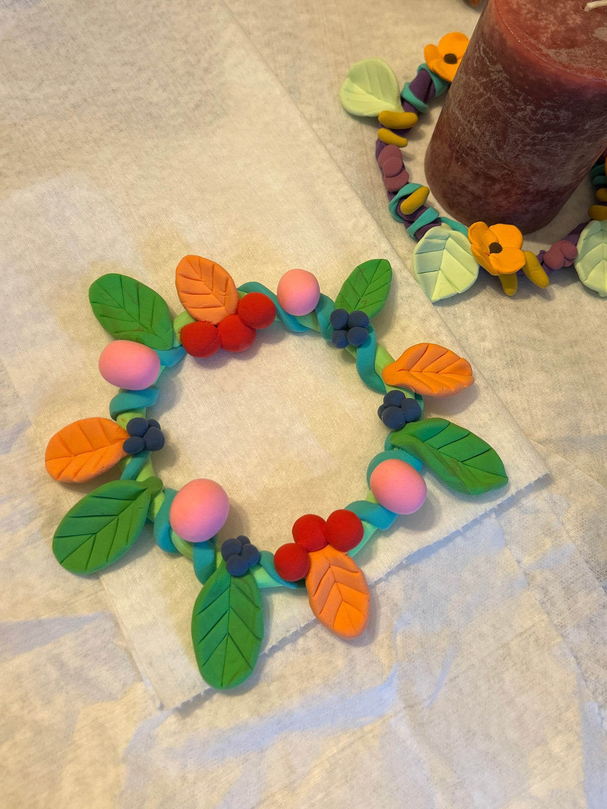 Berry & Bloom Clay Wreath | Handmade Polymer Clay Candle Ring