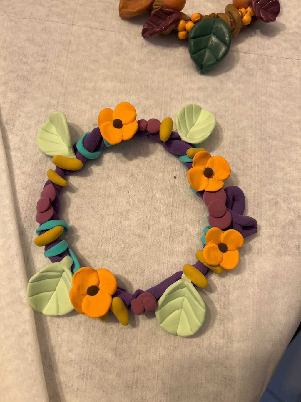 Purple Floral Clay Wreath | Handmade Polymer Clay Candle Ring