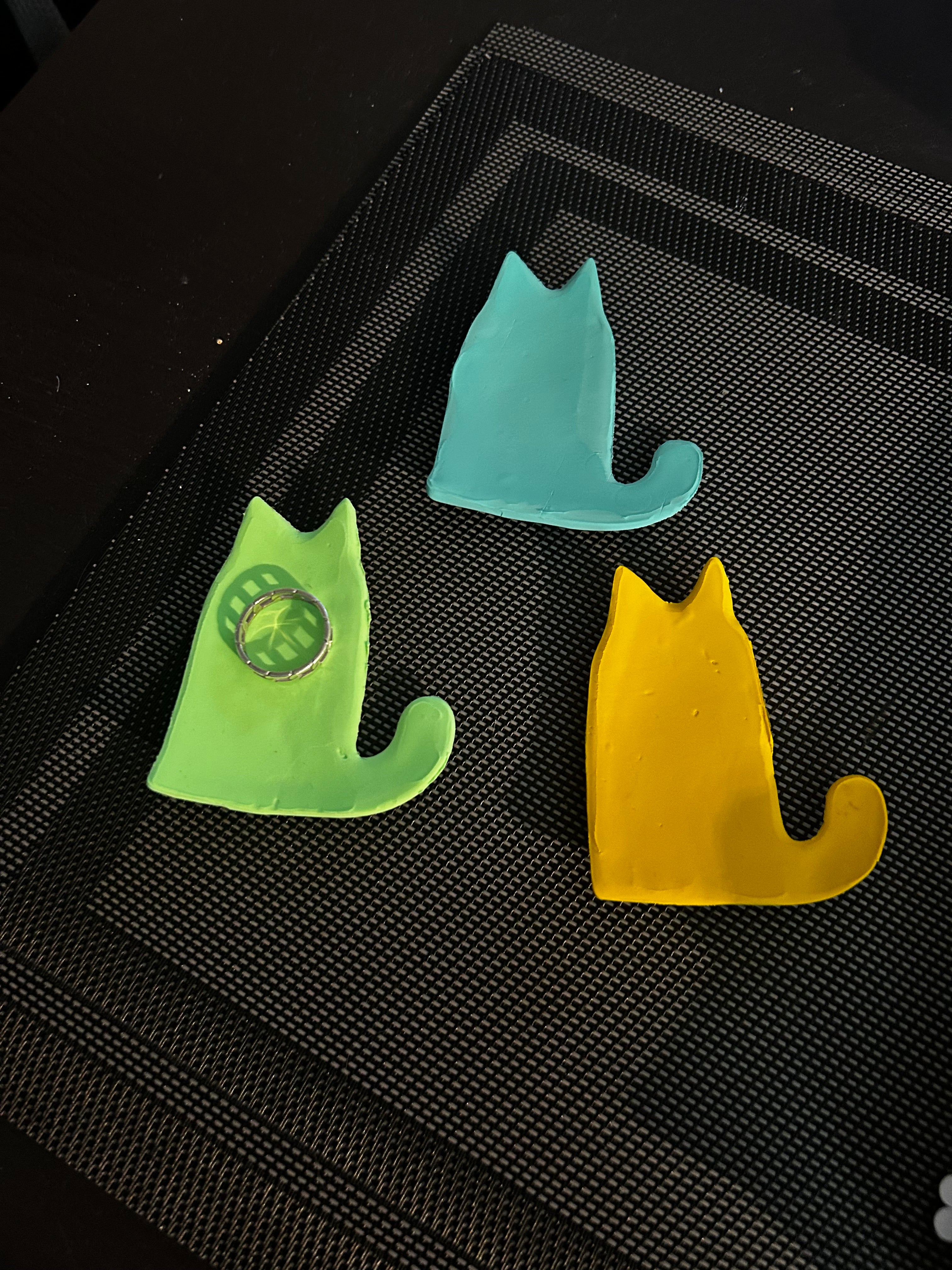Triple Kitty Trinket Trays (Natural or Glazed)