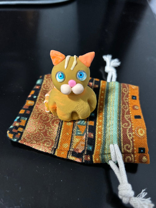 Polymer clay orange tabby cat miniature