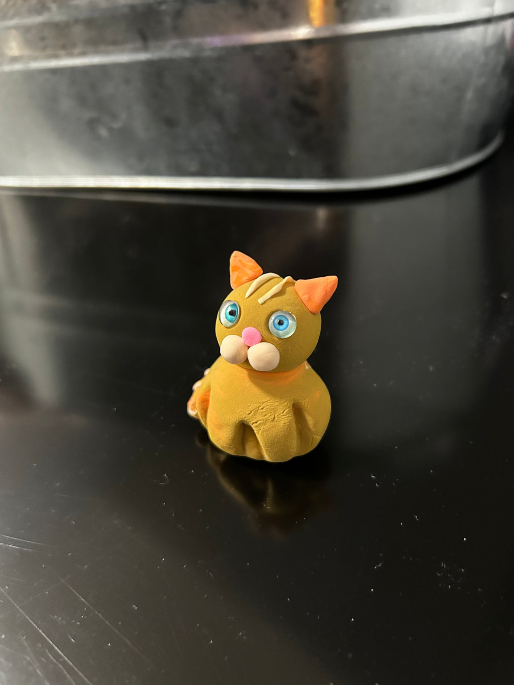 Polymer clay orange tabby cat miniature