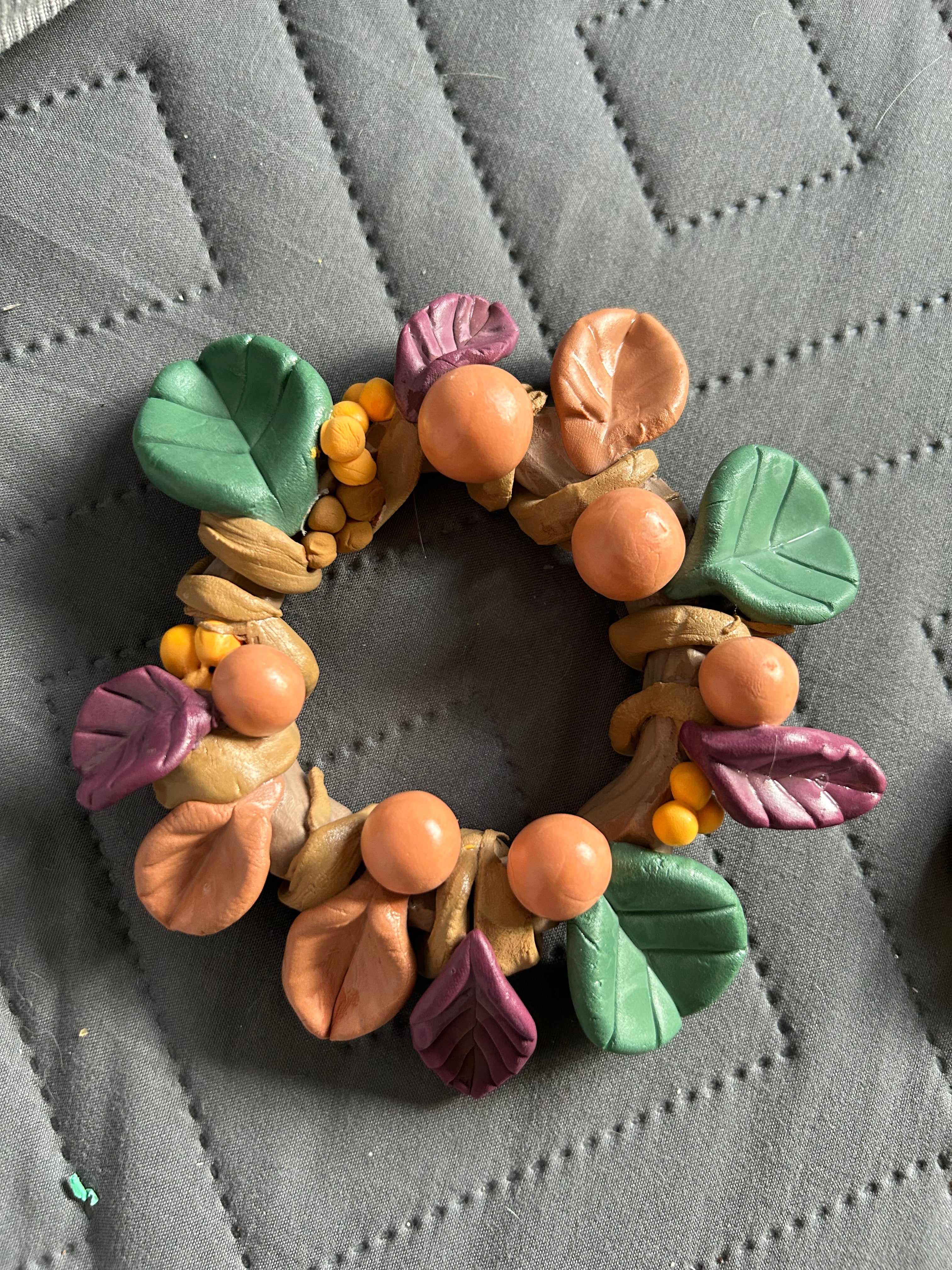 Autumn Harvest Clay Wreath | Handmade Polymer Clay Candle Ring