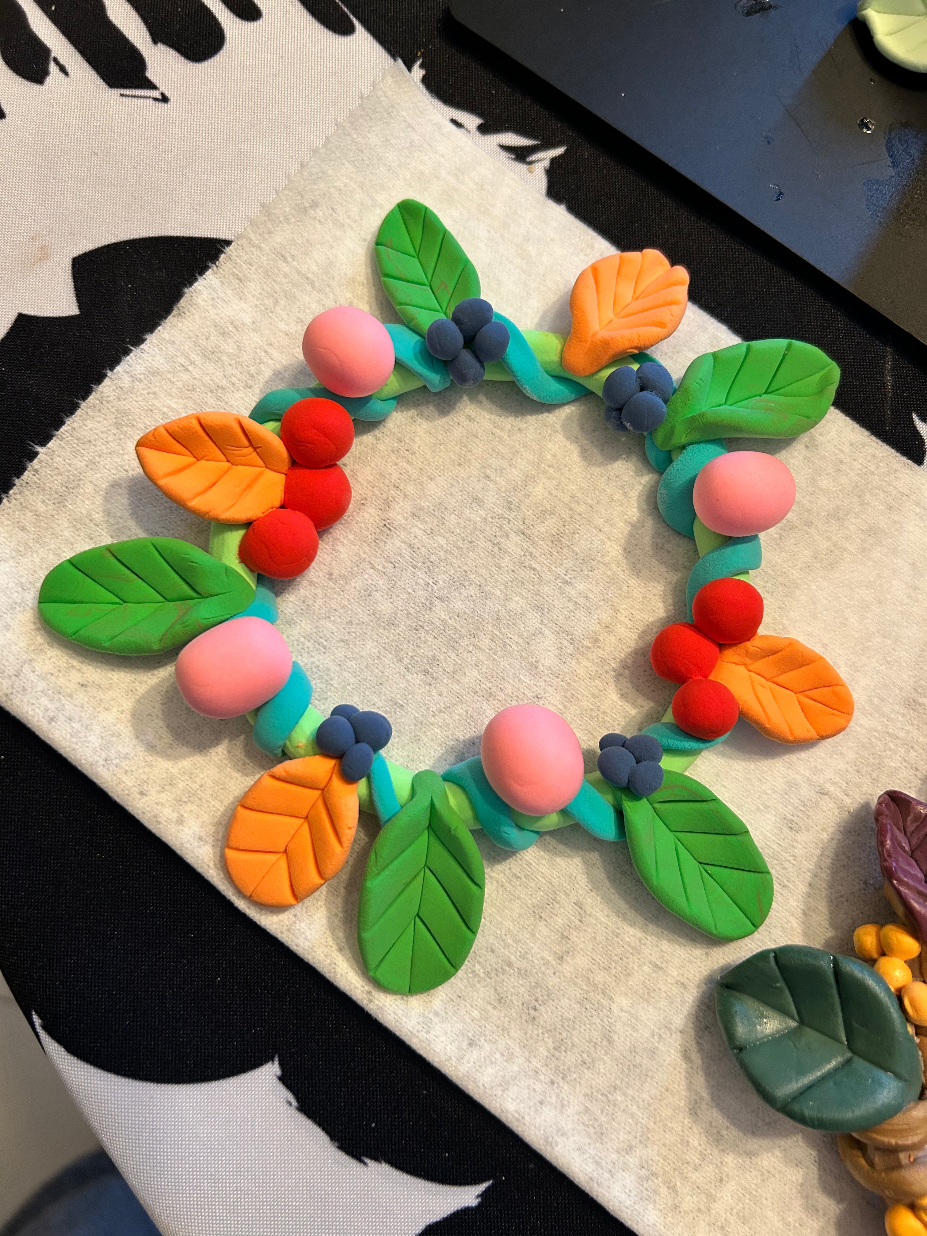 Berry & Bloom Clay Wreath | Handmade Polymer Clay Candle Ring